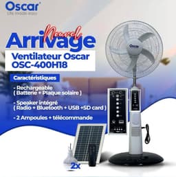 Gros électroménager oscar VENTILATEUR  RECHARGEABLE SOLAR FAN — vignette 1