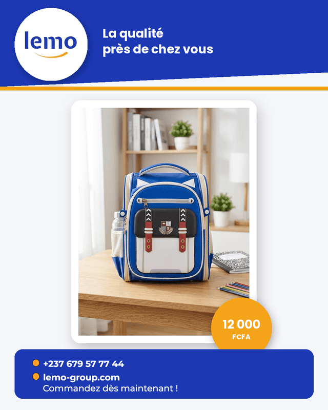 Sacs pour élève no_name Cartable rigide Bleu Roi Écusson
