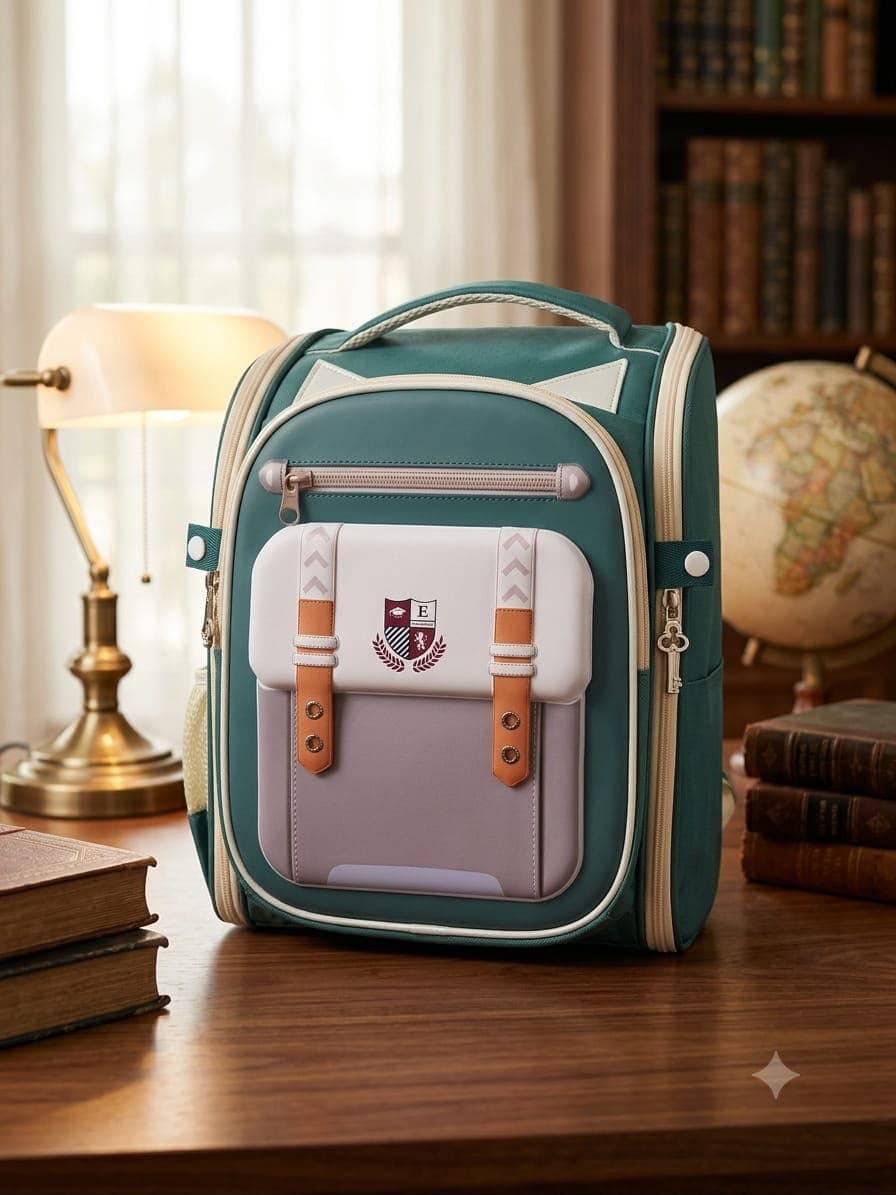 Sacs pour élève no_name Cartable rigide Vert Sapin & Beige