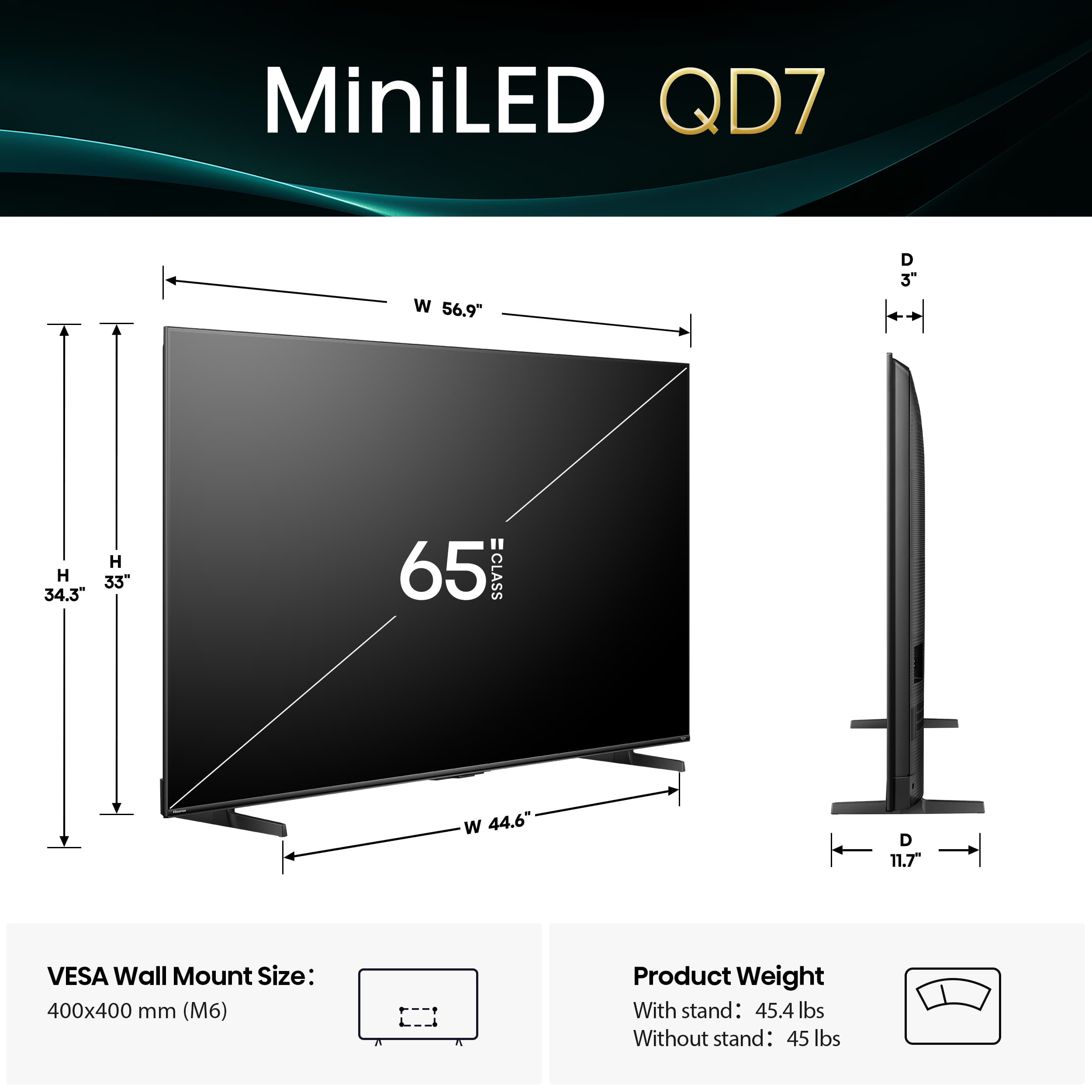 TV Hisense intelligente 65" Classe QD7 Series MiniLED ULED 4K Fire TV — vignette 6