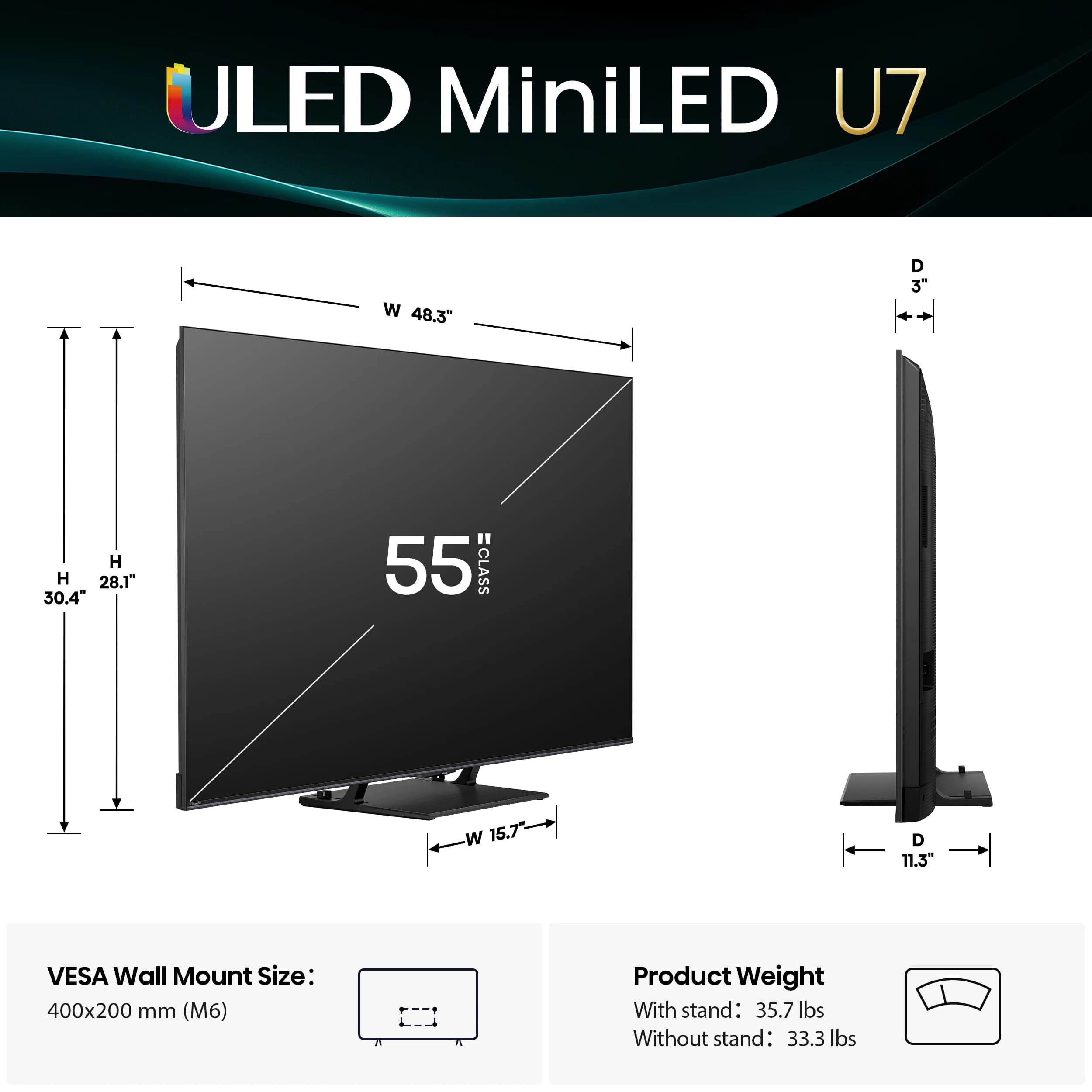 TV Hisense 65" Class U7 Series MiniLED ULED 4K Google TV — vignette 6