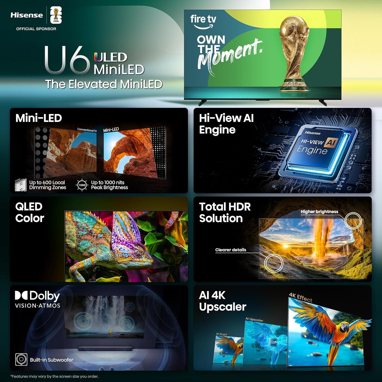 TV Hisense 55U65QF – 55 pouces Mini-LED ULED 4K Fire TV