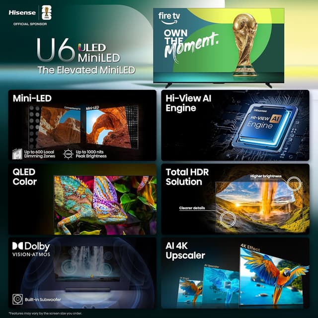 TV Hisense 55U65QF – 55 pouces Mini-LED ULED 4K Fire TV