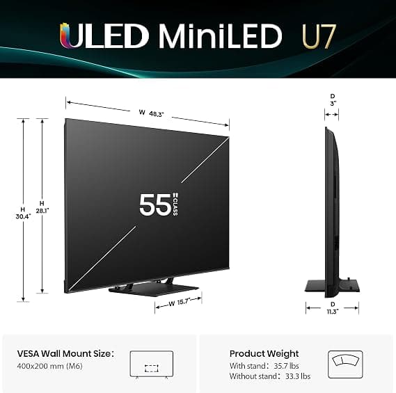 TV Hisense 55U75QG – 55 pouces Mini-LED Pro ULED 4K Google TV — vignette 10